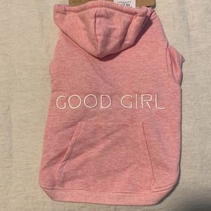 Pup Crew Pink Dog Hoodie - GOOD GIRL on back. Size medium. New with tags.